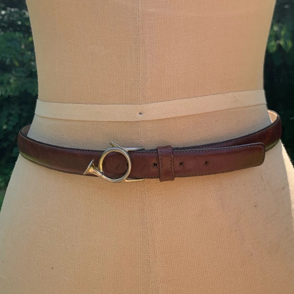 Vintage French Horn Buckle Leather Belt - Picture 6 of 16